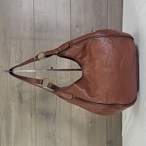 Frye Madison Cognac Leather Shoulder Bag Hobo Tote Handbag Purse
